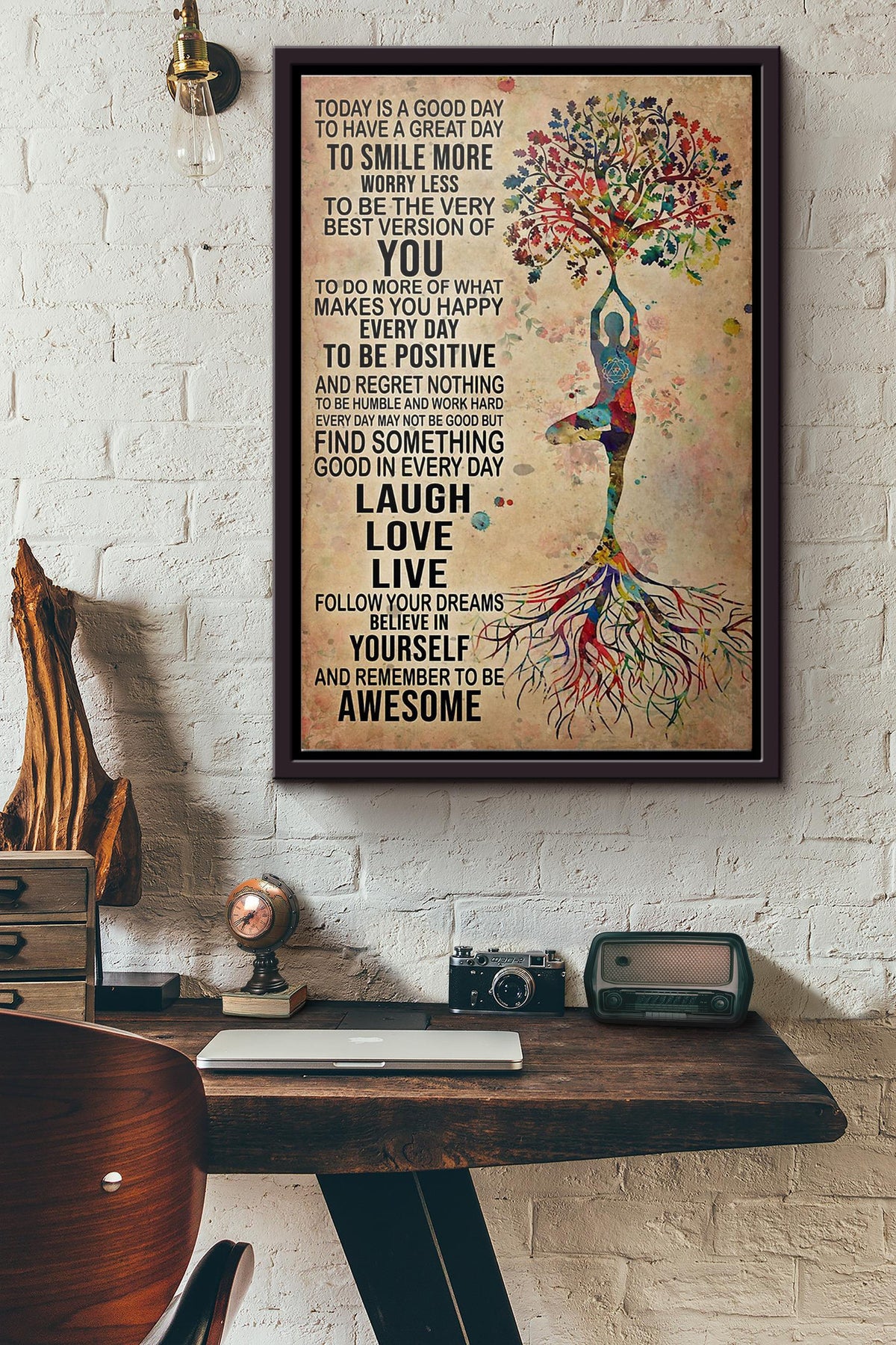 Yoga Today Is Good Day Poster Framed Matte Canvas