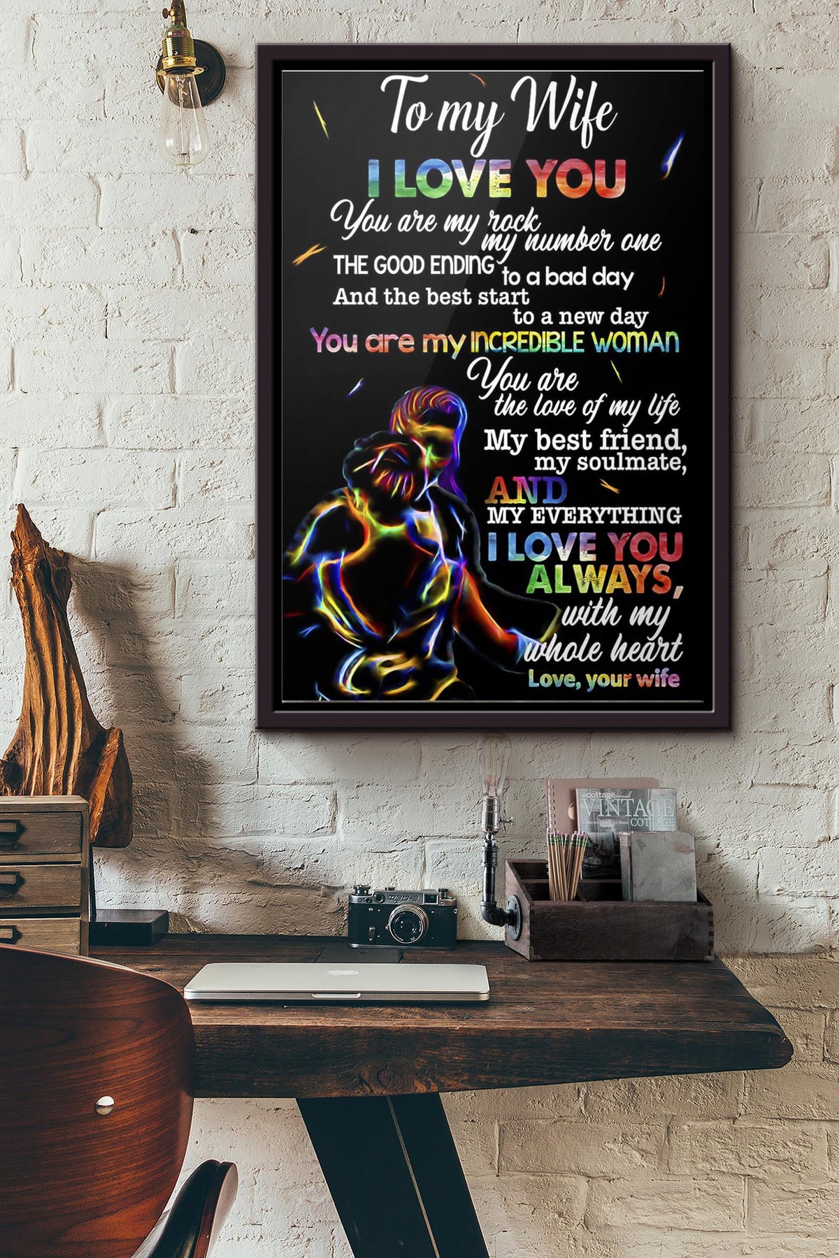 Lgbt To My Wife I Love You Poster Framed Matte Canvas