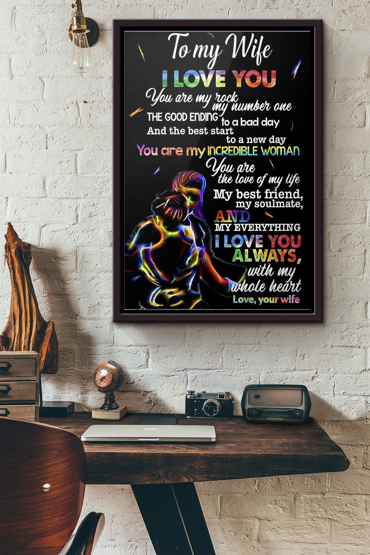 Lgbt To My Wife I Love You Poster Framed Matte Canvas