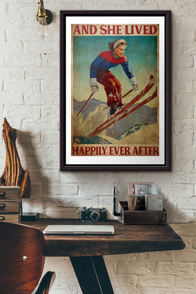 Skiing And She Lived Happily Ever After And Poster Framed Matte Canvas
