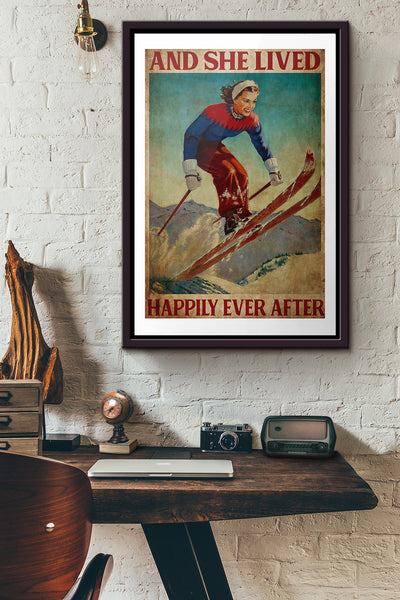 Skiing And She Lived Happily Ever After And Poster Framed Matte Canvas
