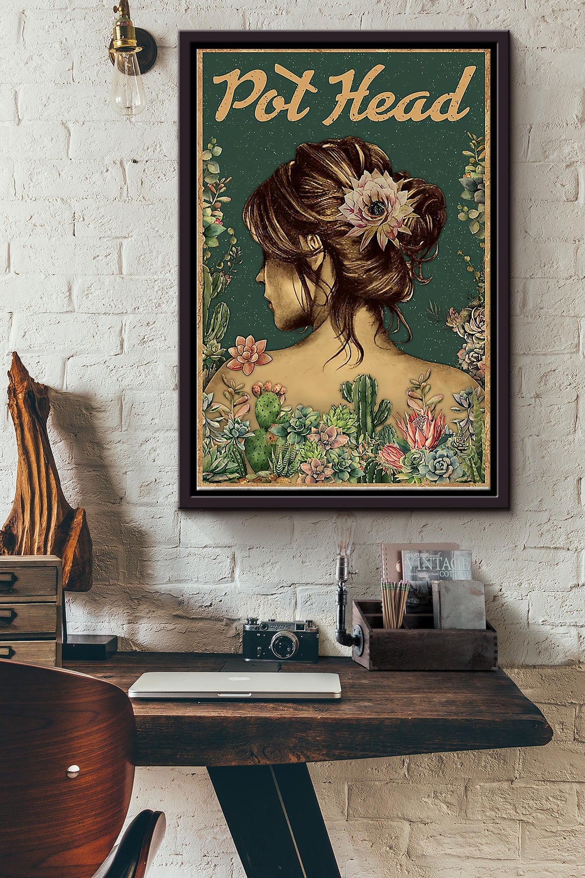 Pot Head Gardening Framed Matte Canvas