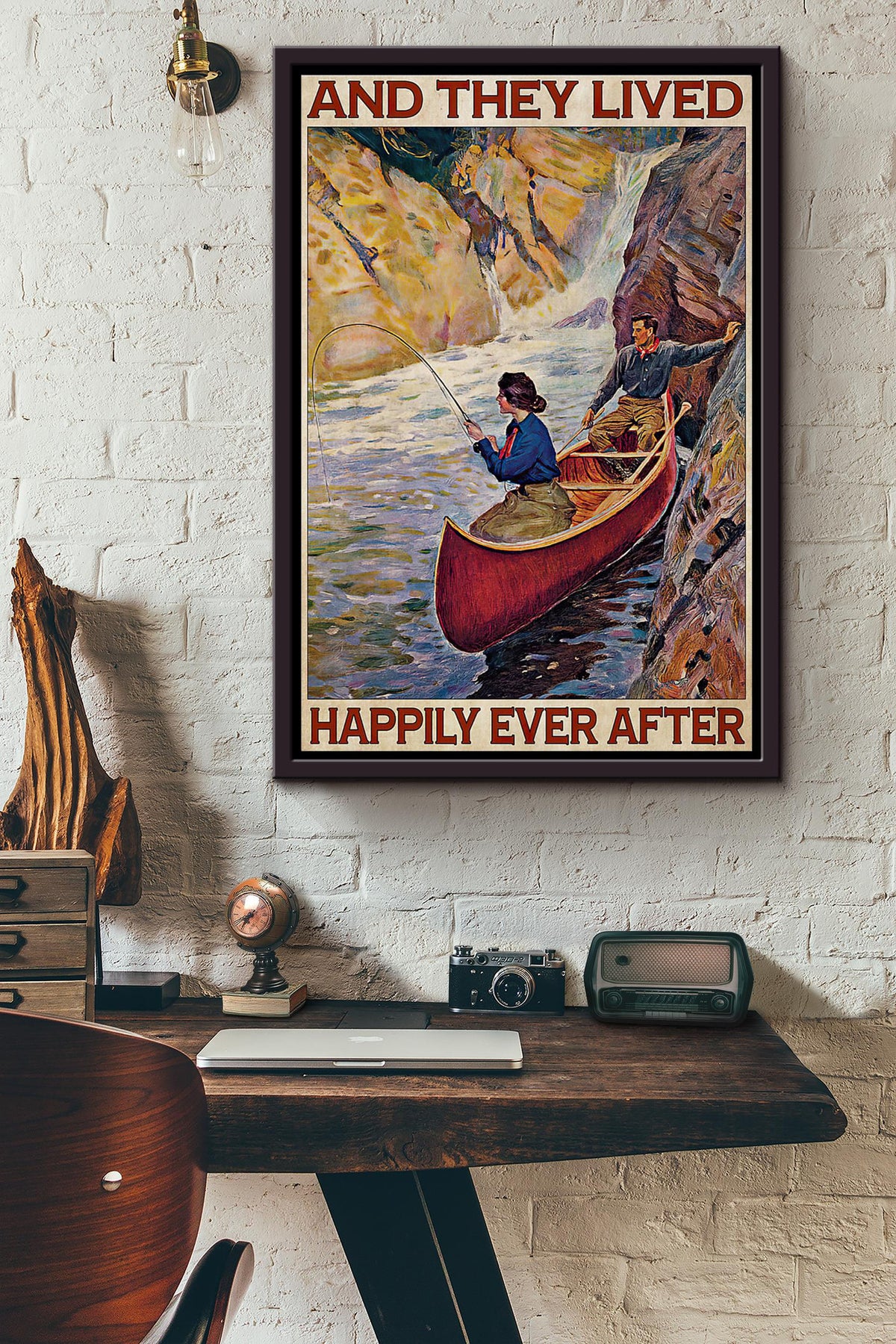 River Fishing Partner They Lived Happily Ever After Poster Framed Matte Canvas
