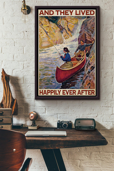 River Fishing Partner They Lived Happily Ever After Poster Framed Matte Canvas