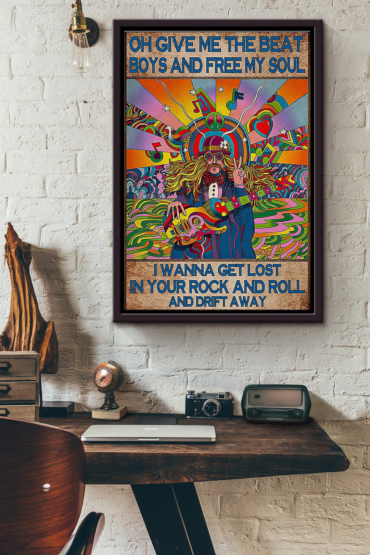 Hippie I Wanna Get Lost In Your Rock And Roll And Drift Away Poster Framed Matte Canvas