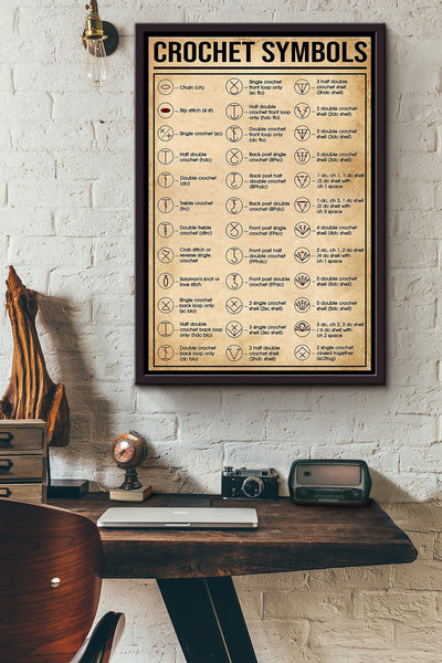 Crochet And Knitting Crochet Symbols Poster Framed Matte Canvas