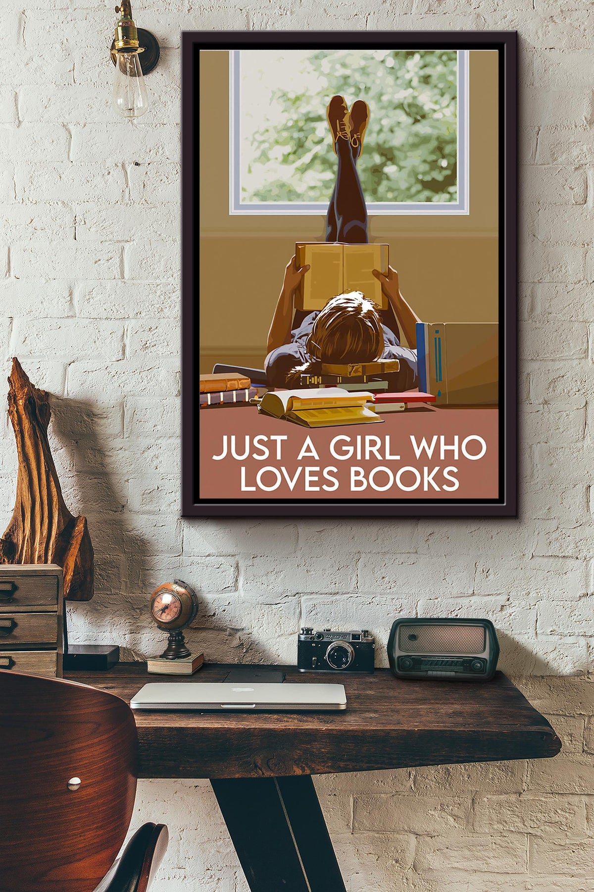 Just A Girl Who Loves Books Chill Poster Framed Matte Canvas