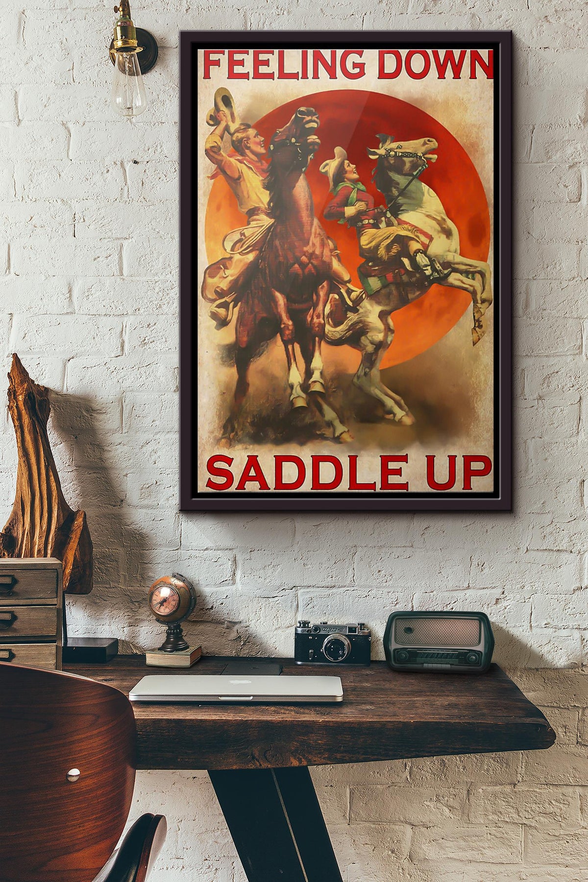 Horse Riding Feeling Down Saddle Up Poster Framed Matte Canvas