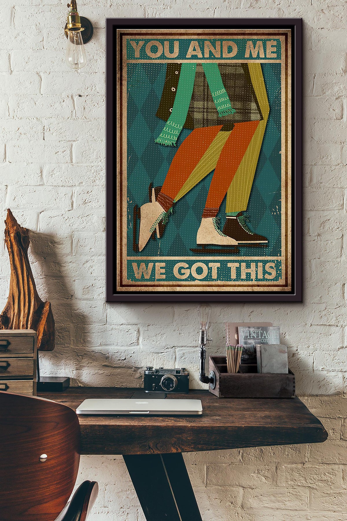 Skating Couple You And Me We Got This Poster Framed Matte Canvas
