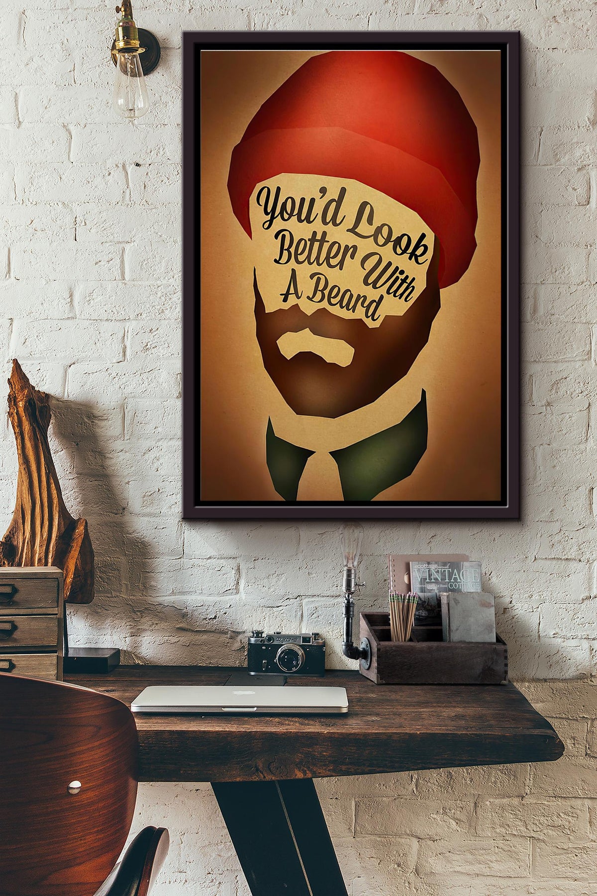 Beards Gift Youd Look Better With A Beard Poster Framed Matte Canvas