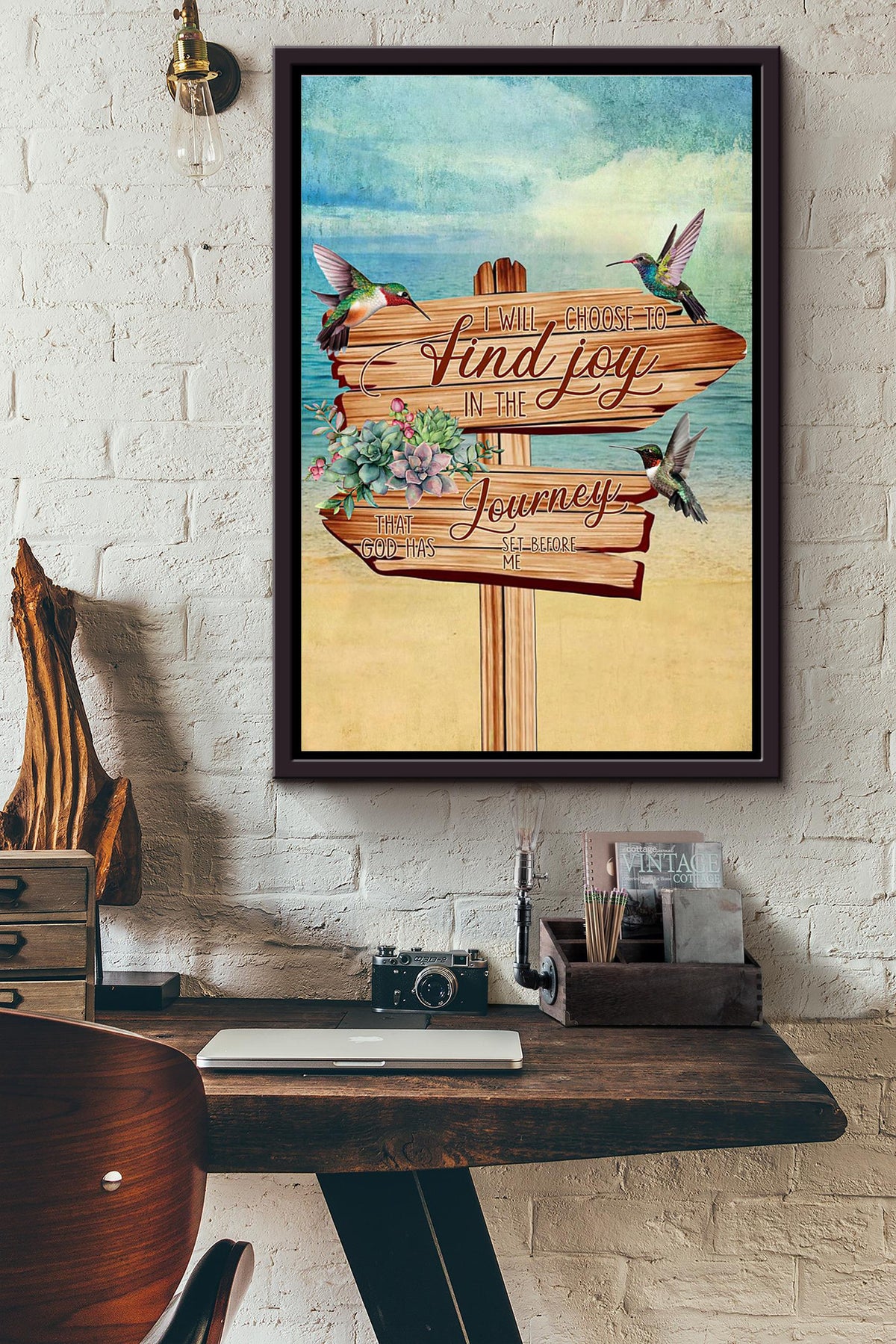 Hummingbirds I Will Choose To Find Joy In The Journey That God Has Set Before Me Direction Poster Framed Matte Canvas