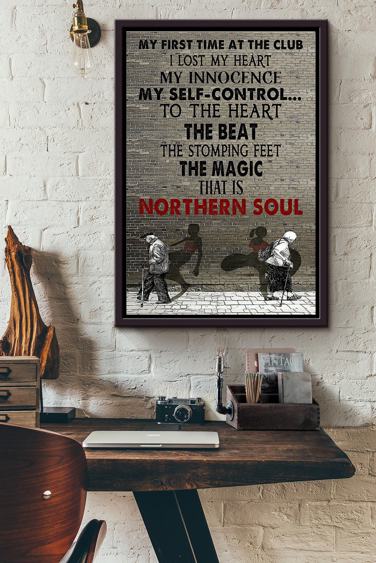 My First Time At The Club I Lost My Heart The Magic That Is Northern Soul Poster Framed Matte Canvas