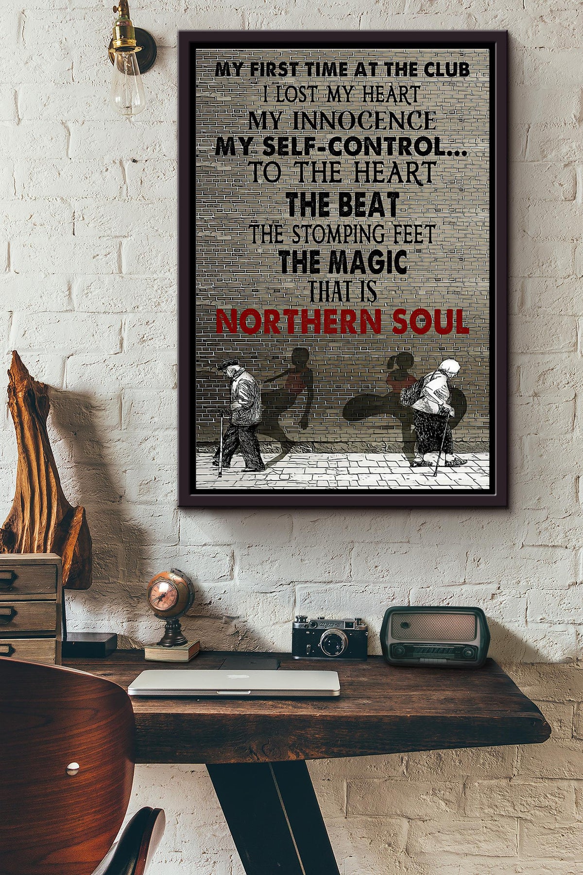 My First Time At The Club I Lost My Heart The Magic That Is Northern Soul Poster Framed Matte Canvas