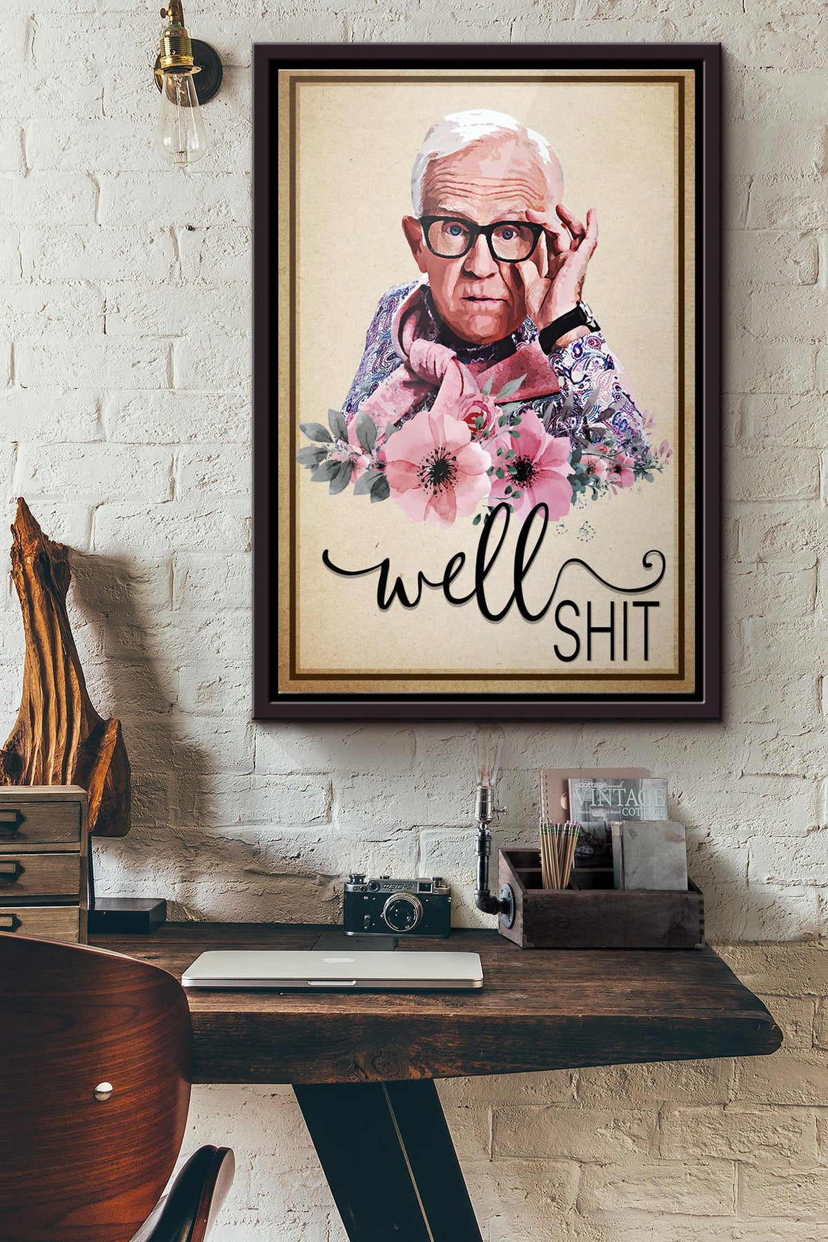 Leslie Allen Jordan Well Shit Poster Framed Matte Canvas