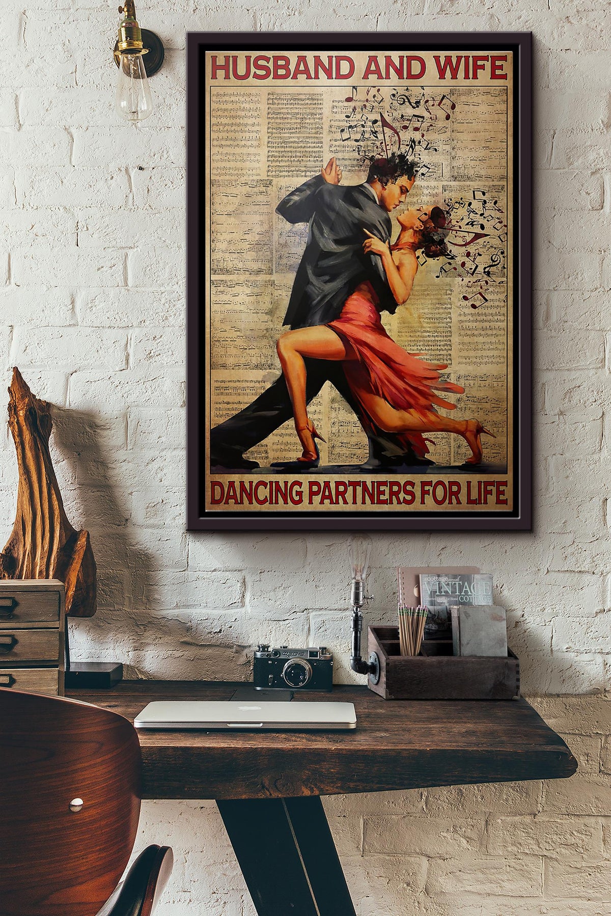 Husband And Wife Dancing Partners For Life Poster Framed Matte Canvas