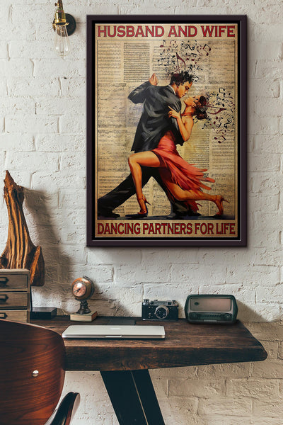 Husband And Wife Dancing Partners For Life Poster Framed Matte Canvas