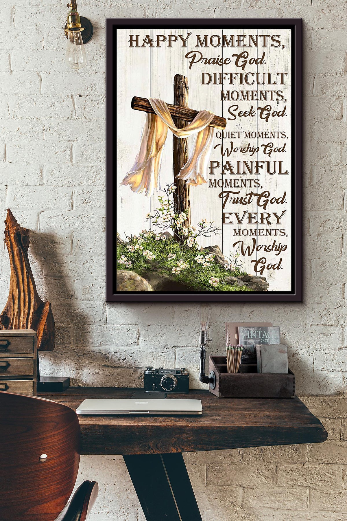 Every Moment Praise Seek Worship Trust God Poster Framed Matte Canvas