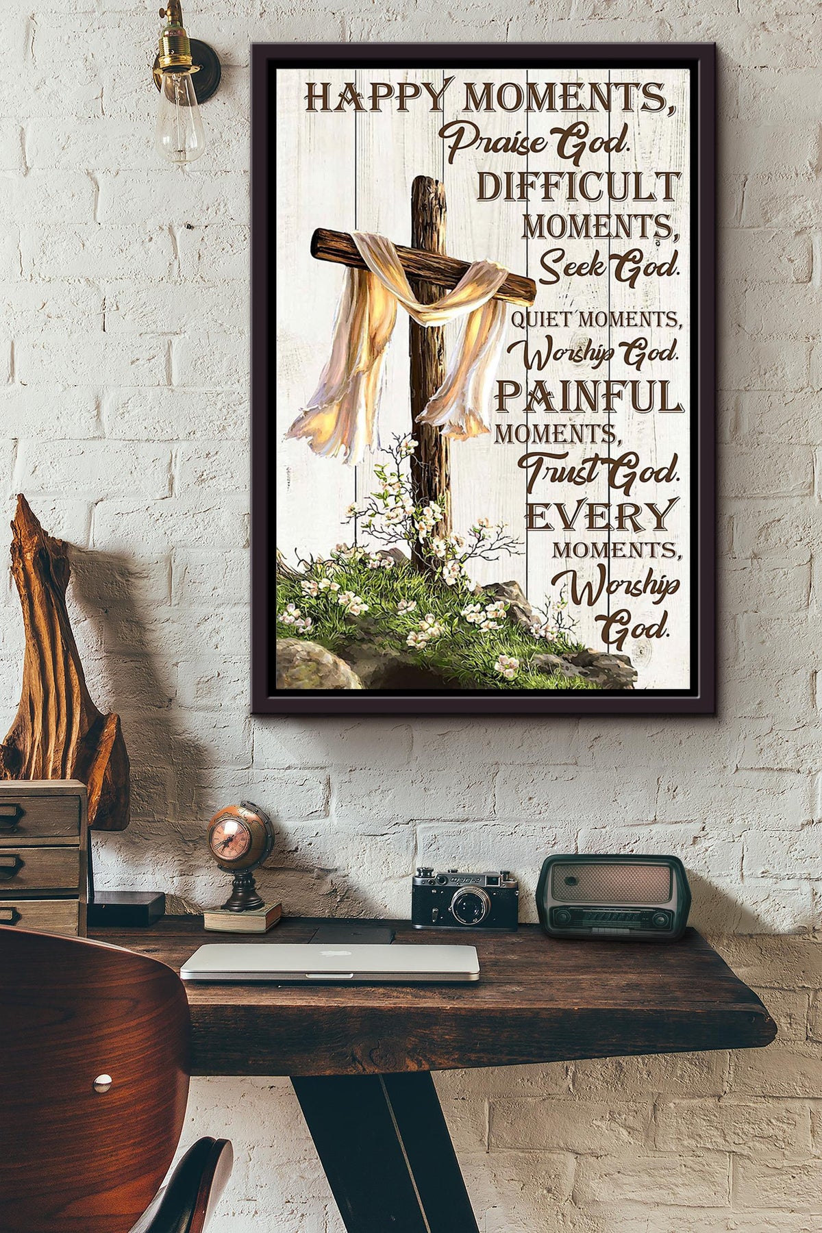 Every Moment Praise Seek Worship Trust God Poster Framed Matte Canvas