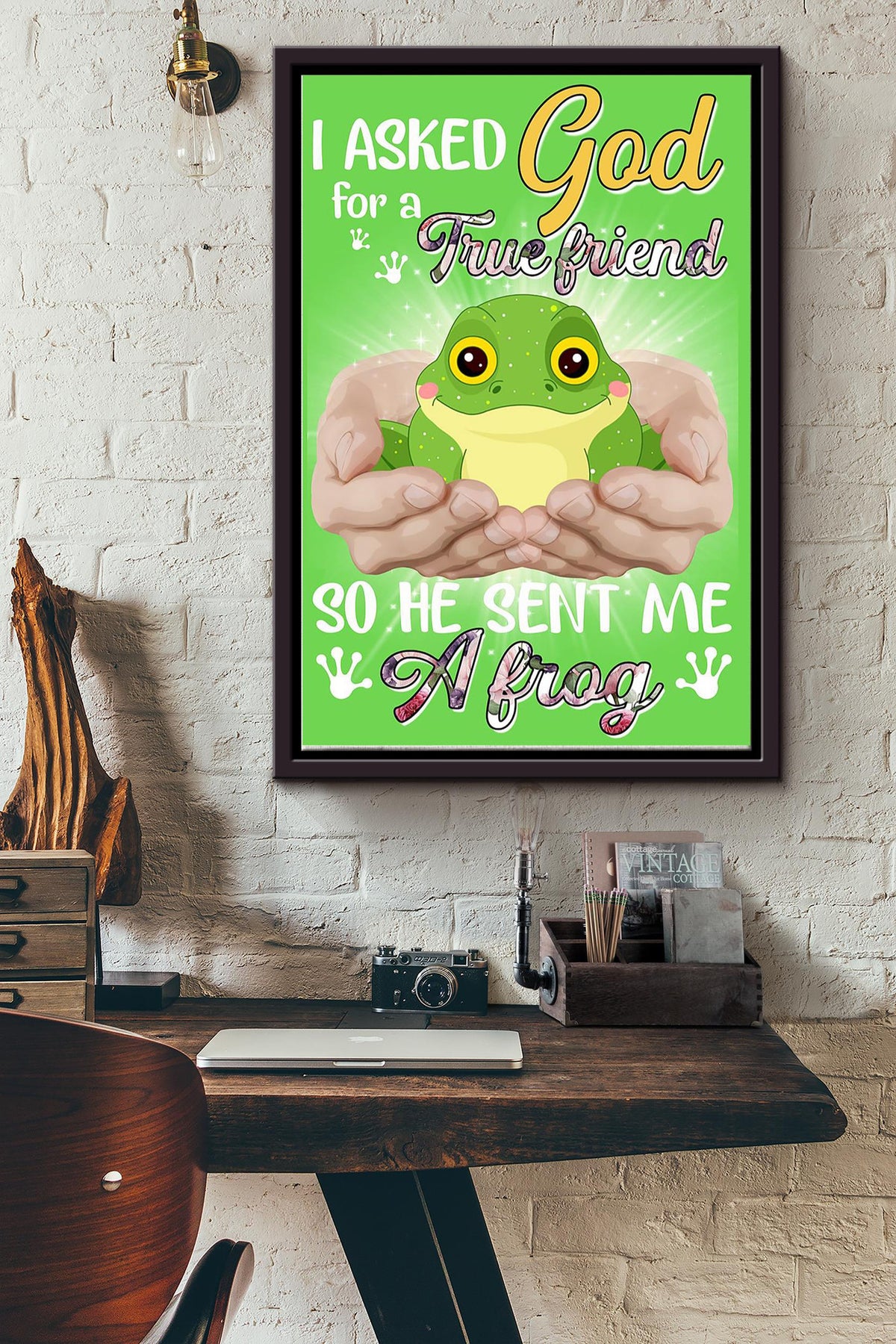 God Send Me A Frog Gift For You Framed Matte Canvas