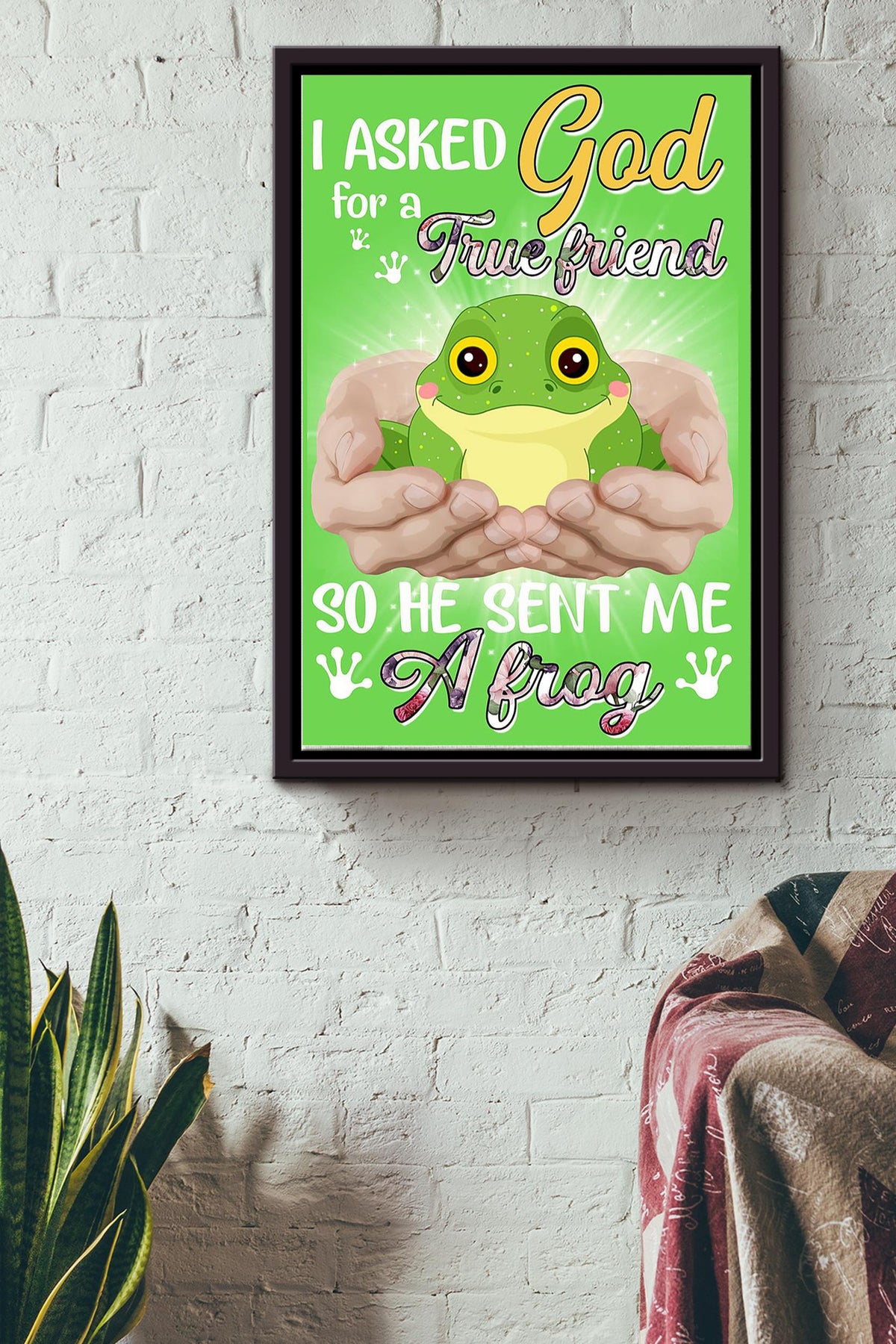 God Send Me A Frog Gift For You Framed Matte Canvas