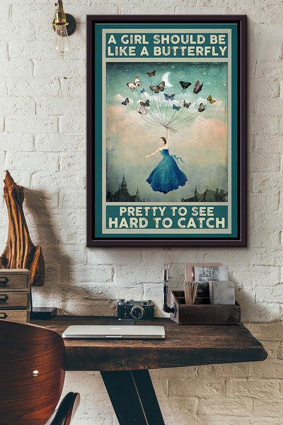 Butterfly Girl Framed Matte Canvas