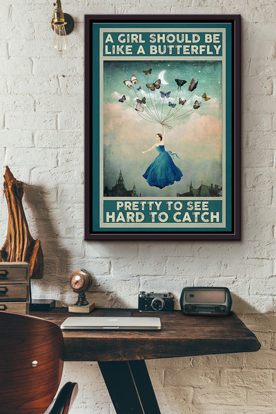 Butterfly Girl Framed Matte Canvas
