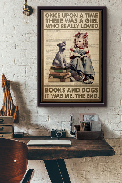 There Was A Girl Who Really Loved Books And Dogs Poster Framed Matte Canvas