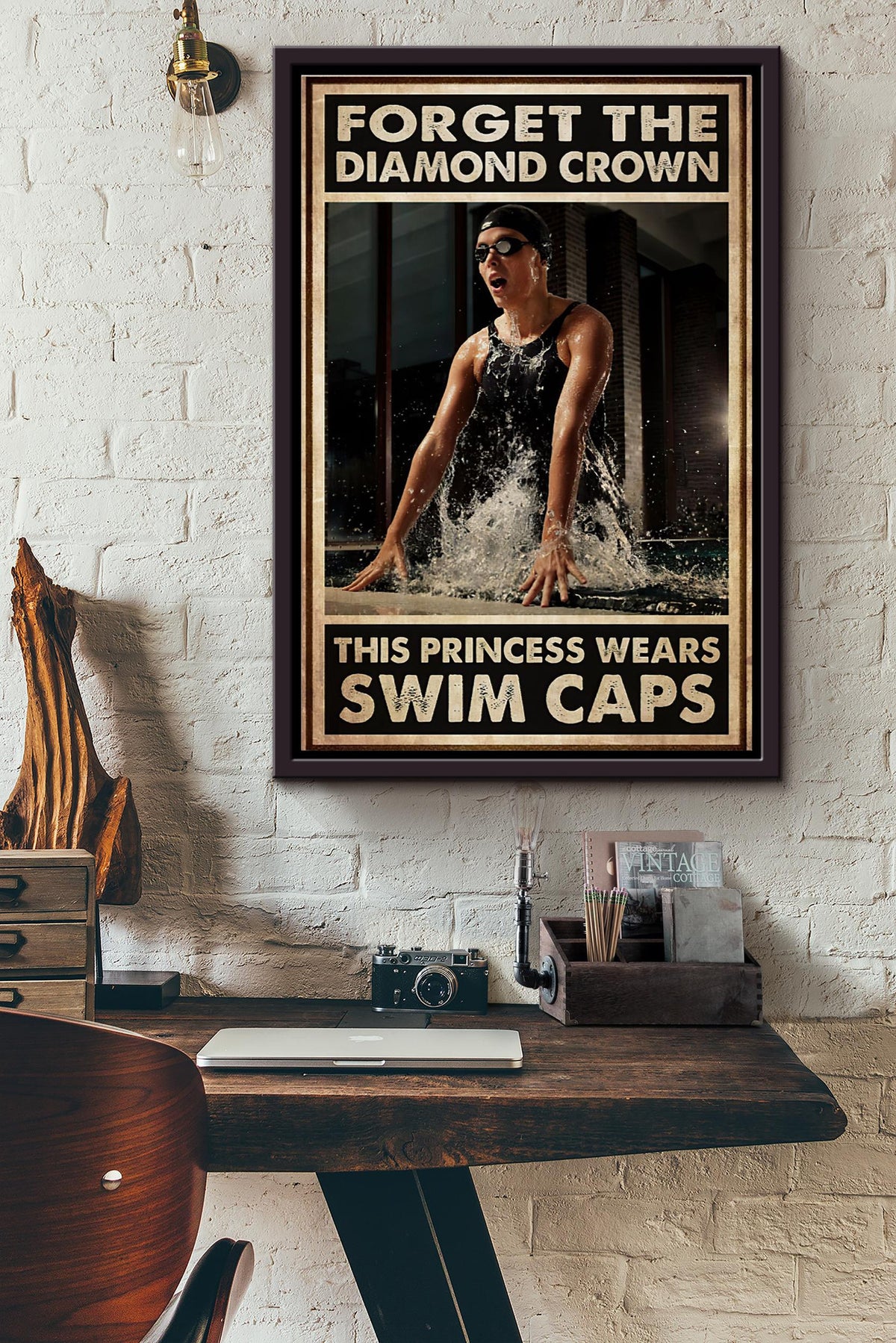 Forget The Diamond Crown This Princess Wears Swim Caps Poster Framed Matte Canvas