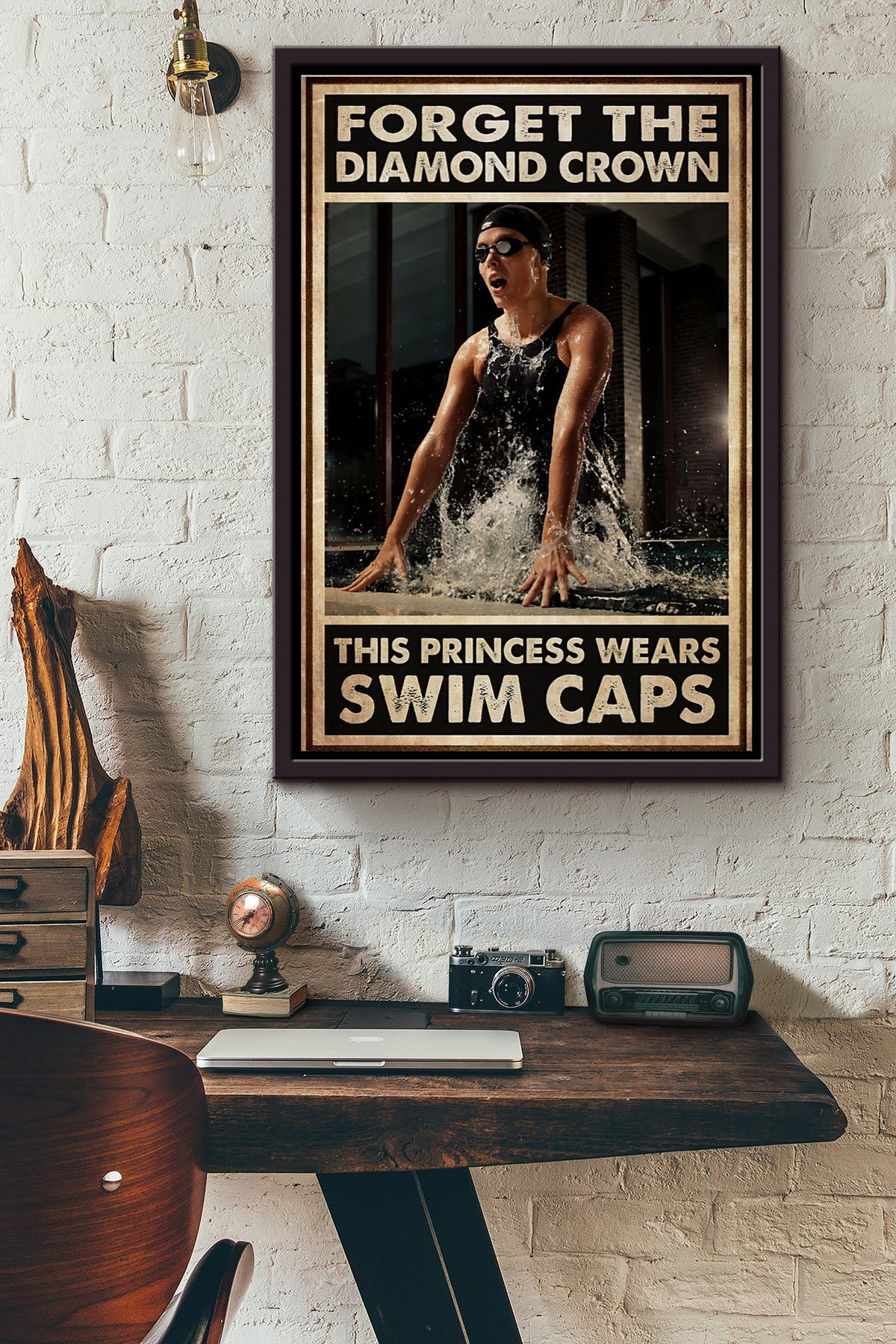 Forget The Diamond Crown This Princess Wears Swim Caps Poster Framed Matte Canvas