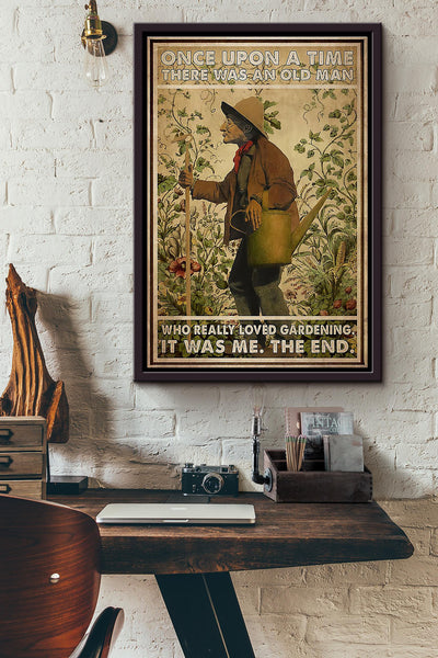 An Old Man Loved Gardening Framed Matte Canvas