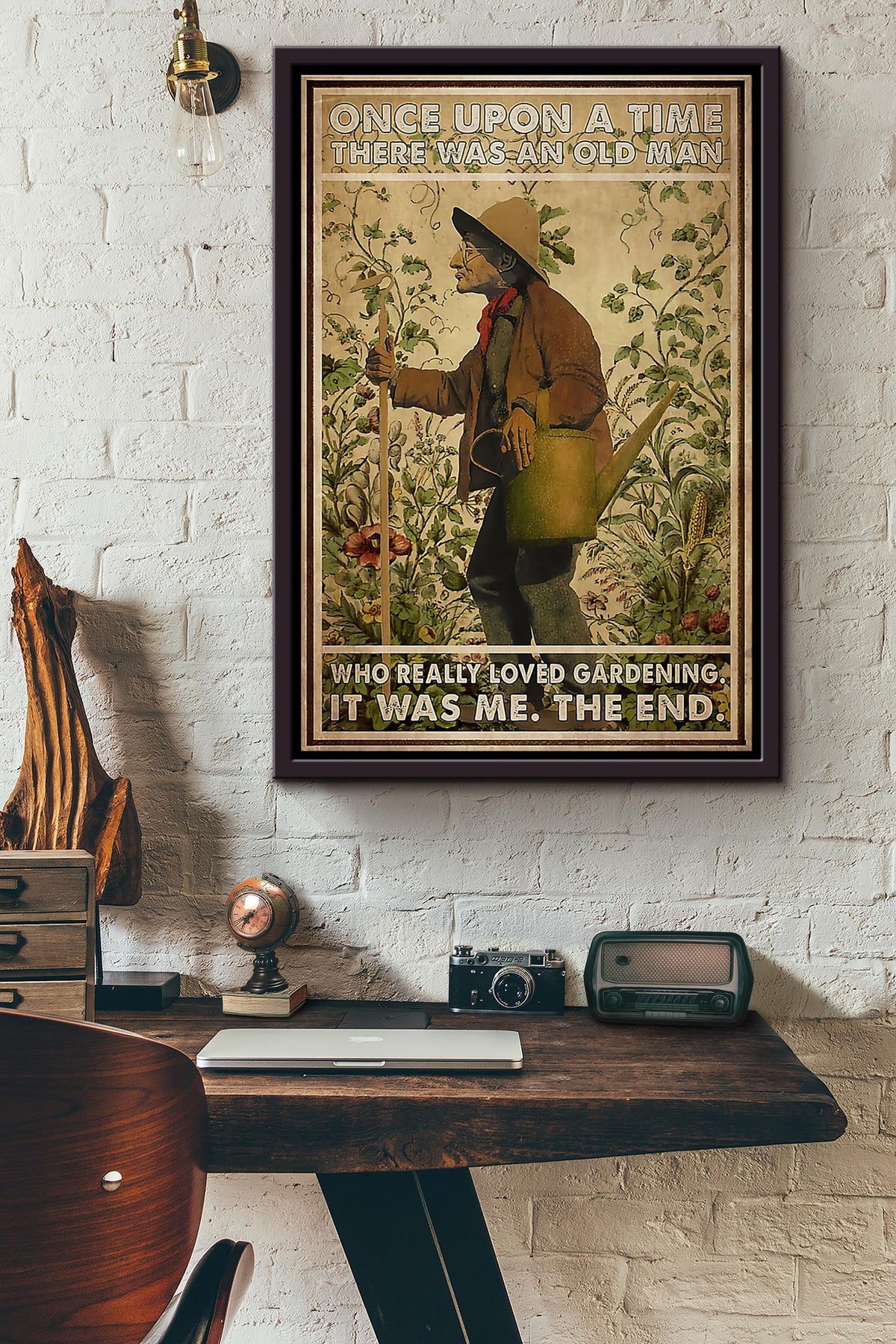 An Old Man Loved Gardening Framed Matte Canvas