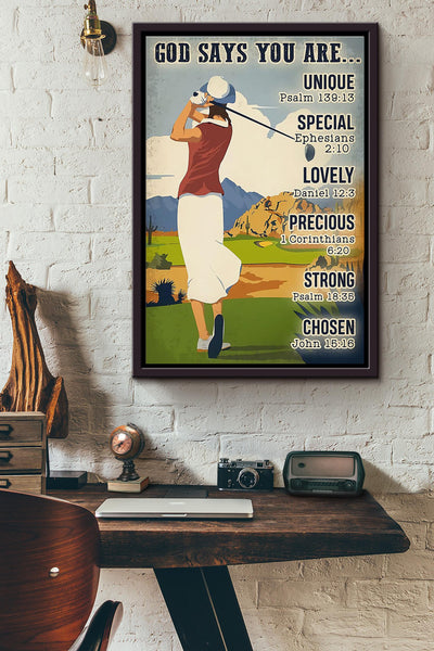 You Are Unique Golf Framed Matte Canvas