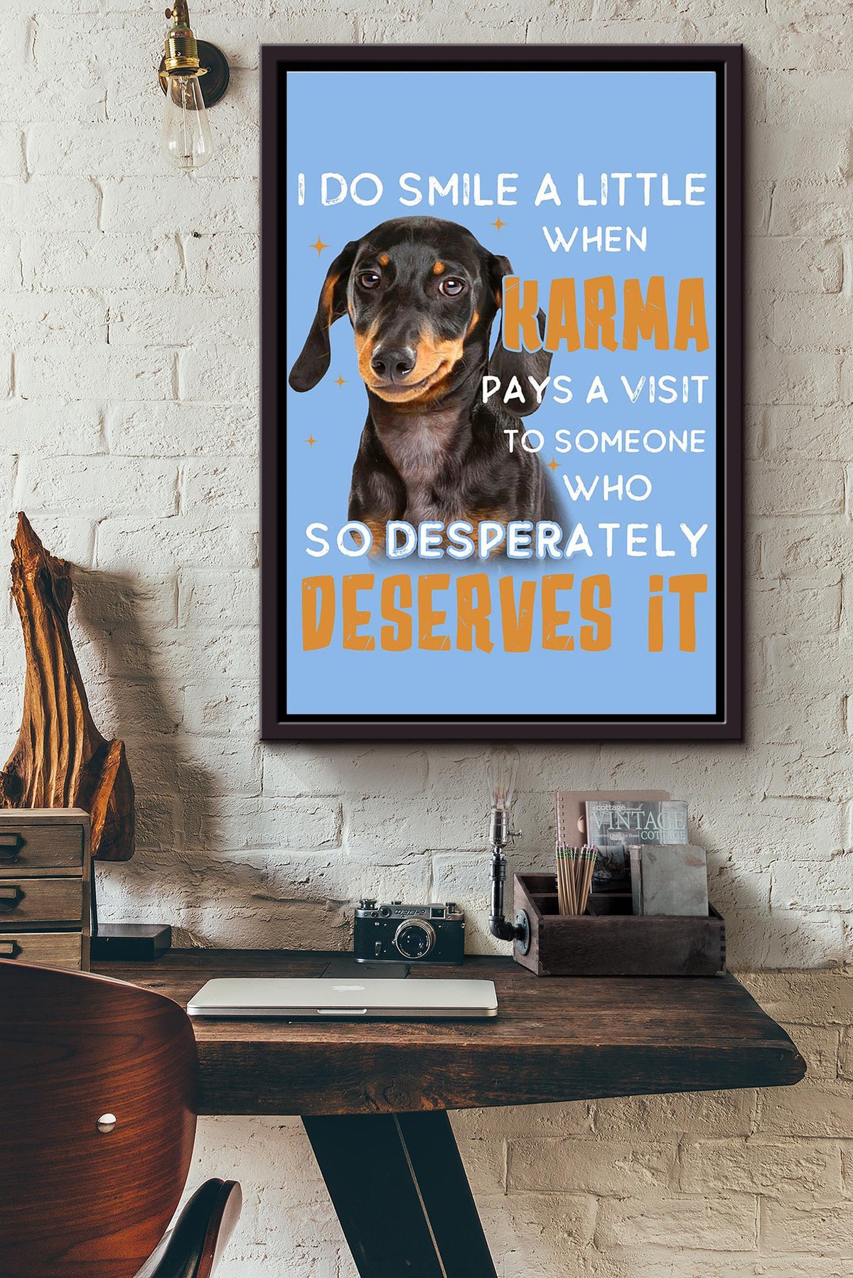 Dachshund Smiles A Little Gift For You Framed Matte Canvas