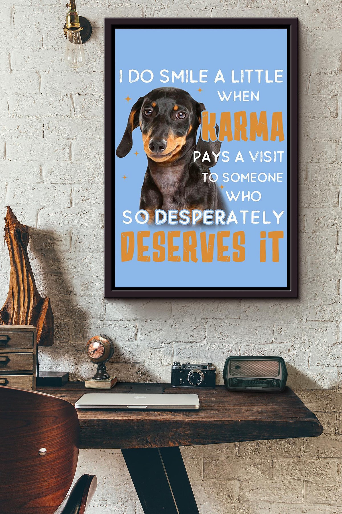Dachshund Smiles A Little Gift For You Framed Matte Canvas