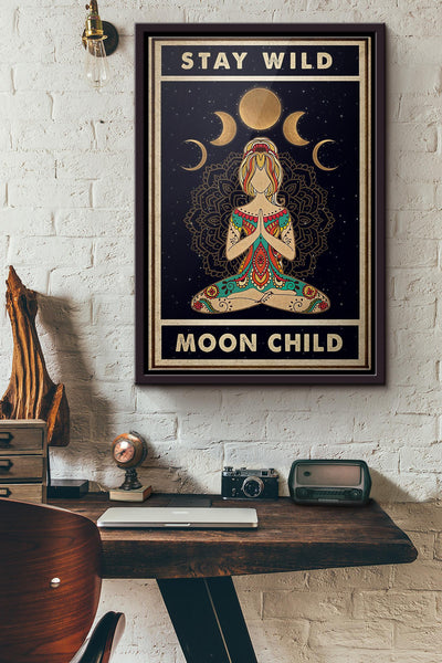 Yoga Stay Wild Moon Child Poster Framed Matte Canvas