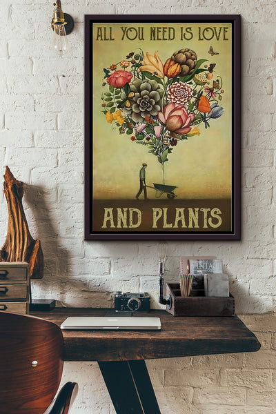 All You Need Love Plants Gardening Framed Matte Canvas