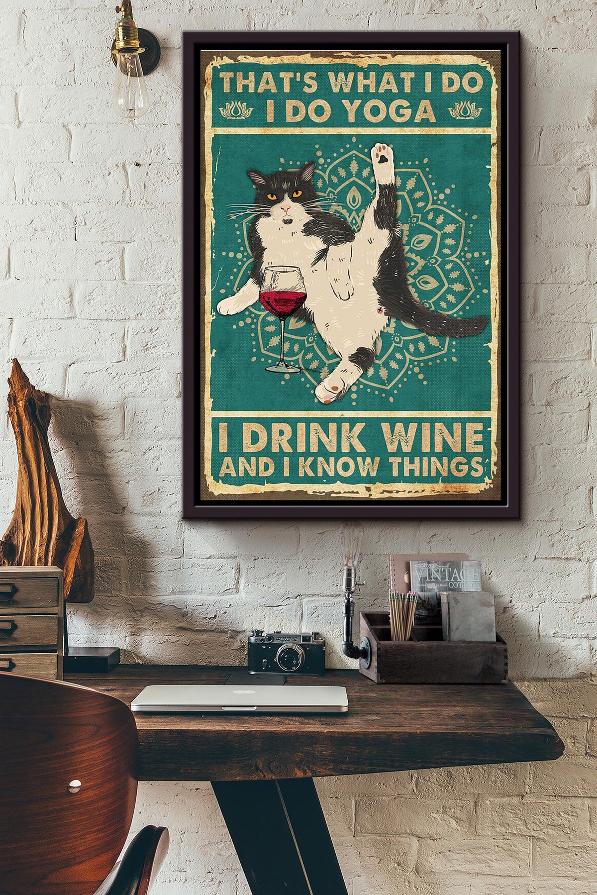 Thats What I Do I Do Yoga Drink Wine Know Things Framed Matte Canvas