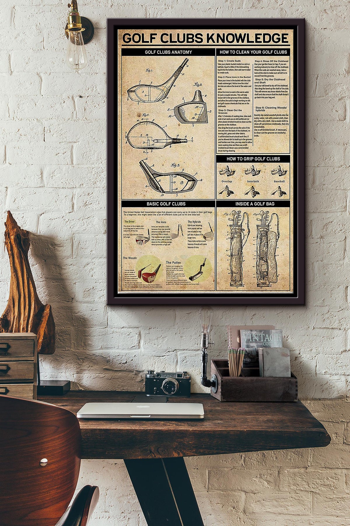 Golf Clubs Knowledge Framed Matte Canvas