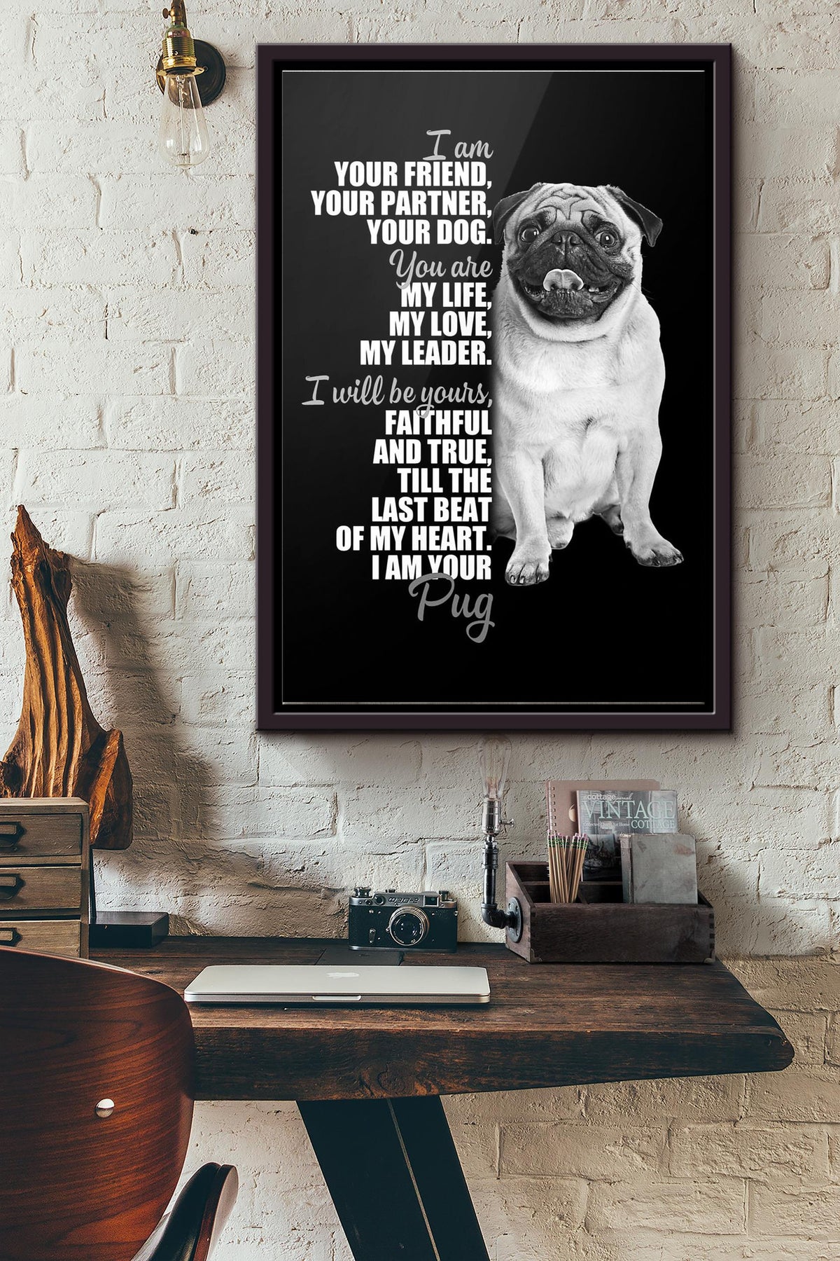 Pug Im Your Friend Poster Framed Matte Canvas