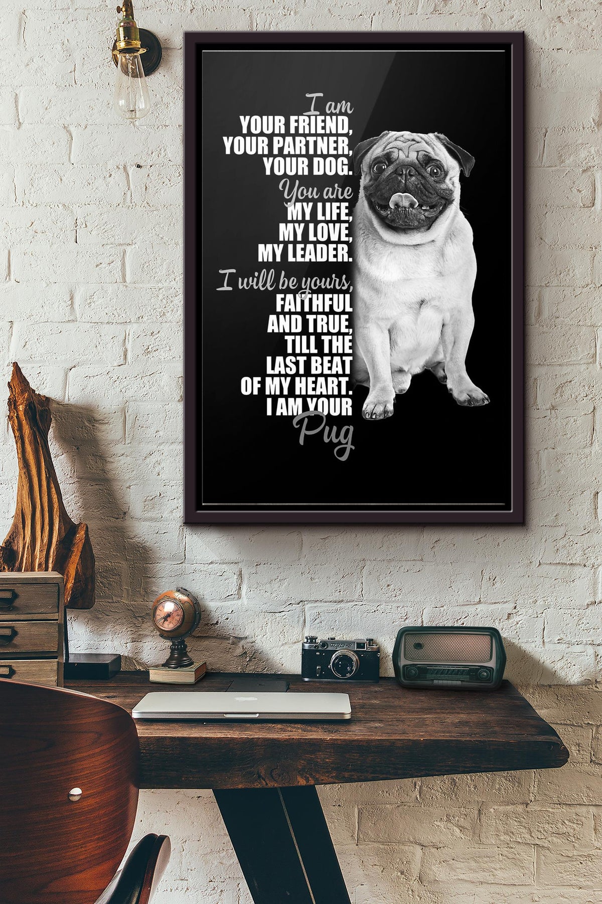 Pug Im Your Friend Poster Framed Matte Canvas