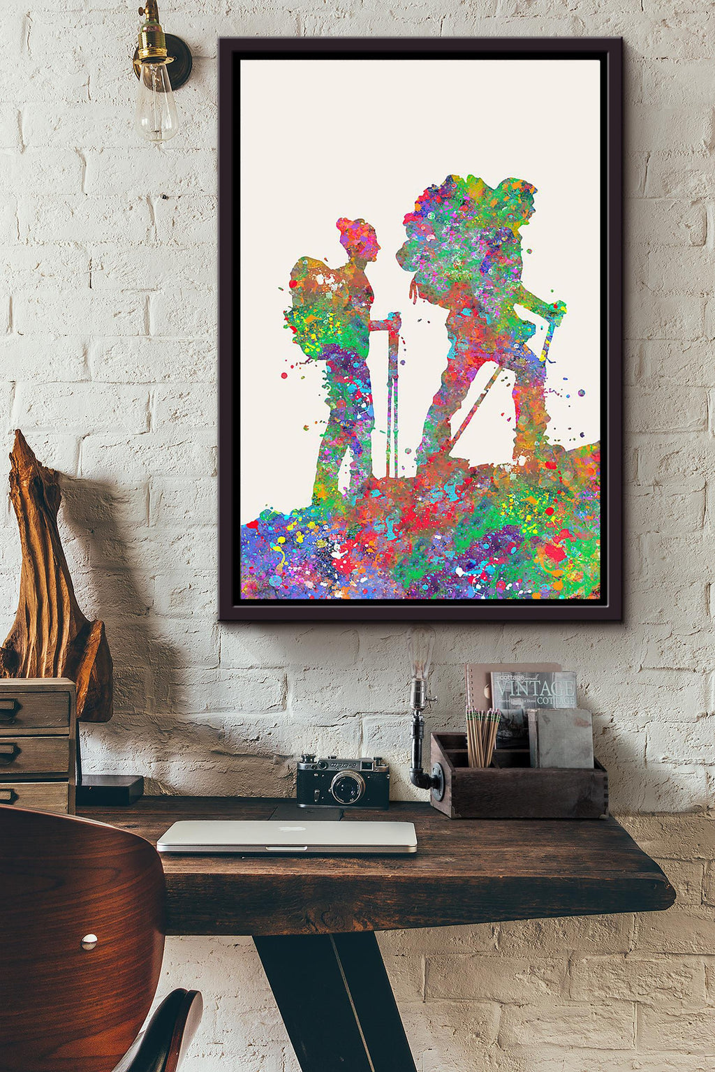 Hiking Couple Framed Matte Canvas