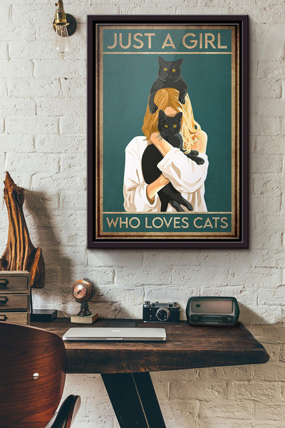 Just A Girl Who Loves Cats Poster Framed Matte Canvas