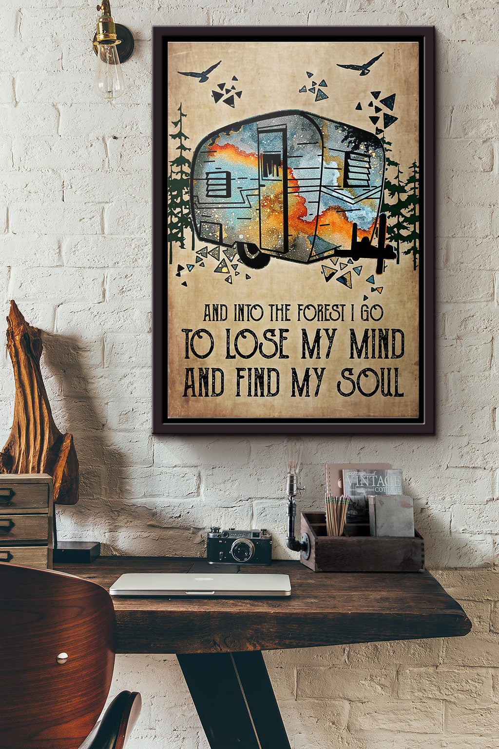 Camping And Into The Forest Go To Lose Poster Framed Matte Canvas