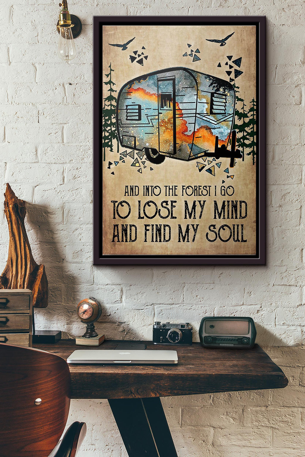 Camping And Into The Forest Go To Lose Poster Framed Matte Canvas