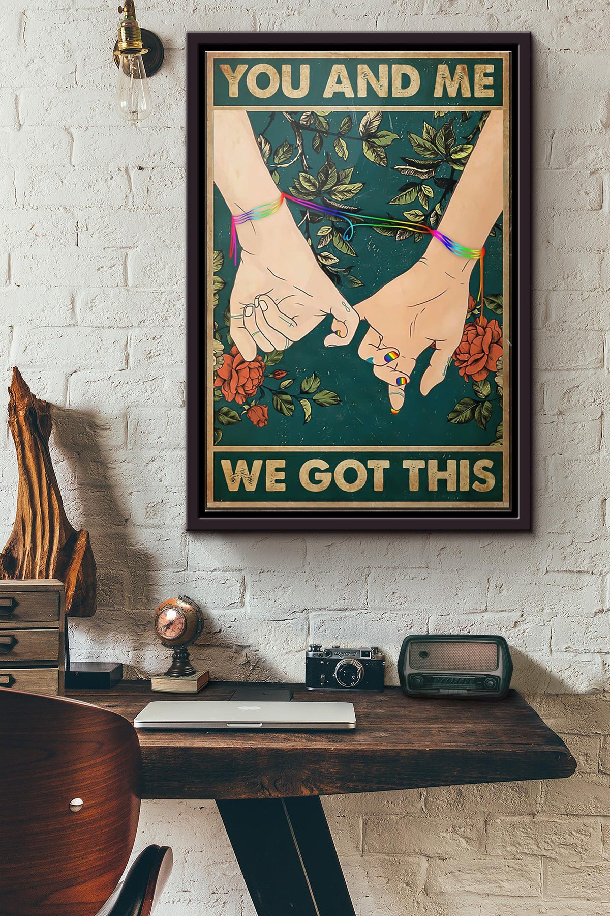 Lgbt Hand And Me We Got This Poster Framed Matte Canvas