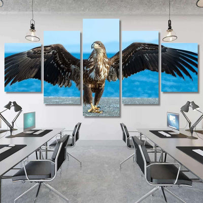 Juvenile White Tailed Eagle Spreading Wings, Eagle Animals Premium Multi Canvas Prints, Multi Piece Panel Canvas Home Decor, Luxury Gallery Wall Fine Art