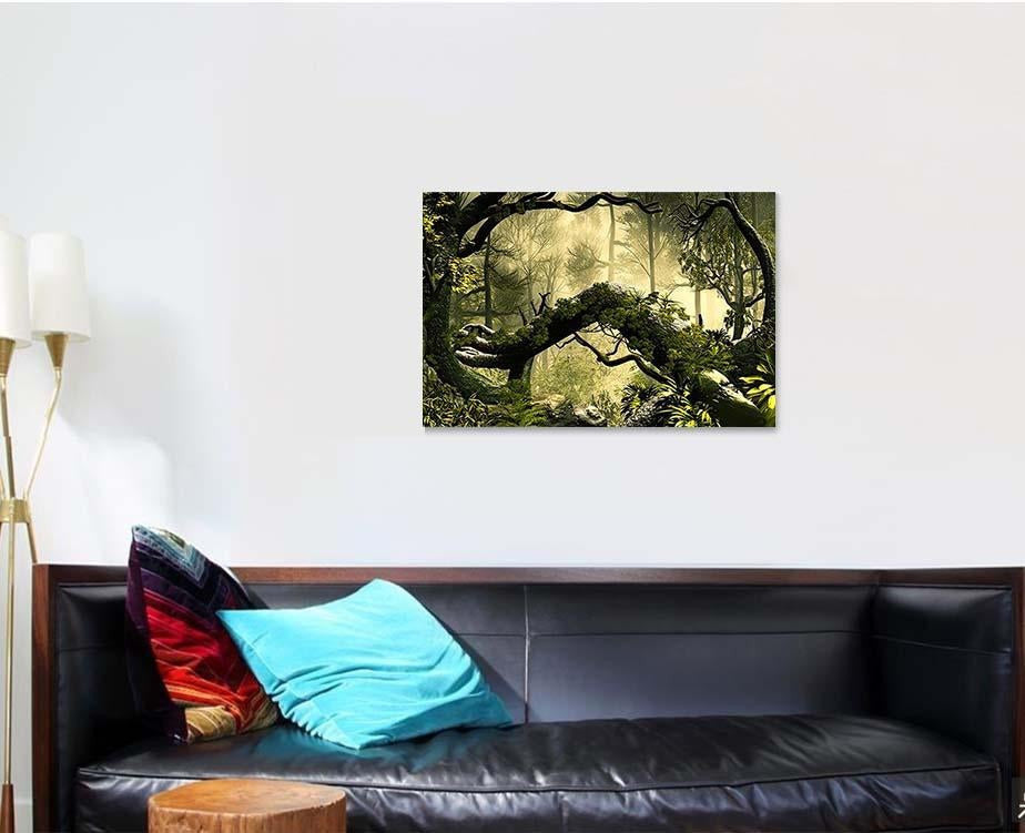 3D Illustration Forest Landscape Dense Cloudy, Fantasy Premium Multi Canvas Prints, Multi Piece Panel Canvas Home Decor, Luxury Gallery Wall Fine Art