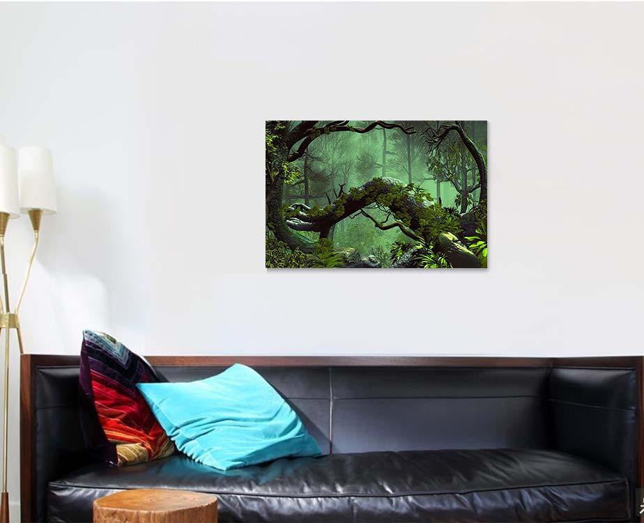 3D Illustration Forest Landscape Dense Cloudy 1, Fantasy Premium Multi Canvas Prints, Multi Piece Panel Canvas Home Decor, Luxury Gallery Wall Fine Art