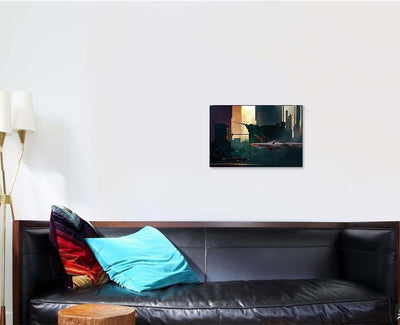 Fantastic Painted Morning Cyberpunk Style Landscape, Fantastic Premium Multi Canvas Prints, Multi Piece Panel Canvas Home Decor, Luxury Gallery Wall Fine Art