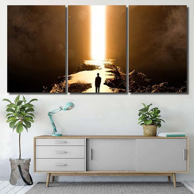 Cave Rock Landscape Fantasy Foggy Smoke, Fantasy Premium Multi Canvas Prints, Multi Piece Panel Canvas Home Decor, Luxury Gallery Wall Fine Art